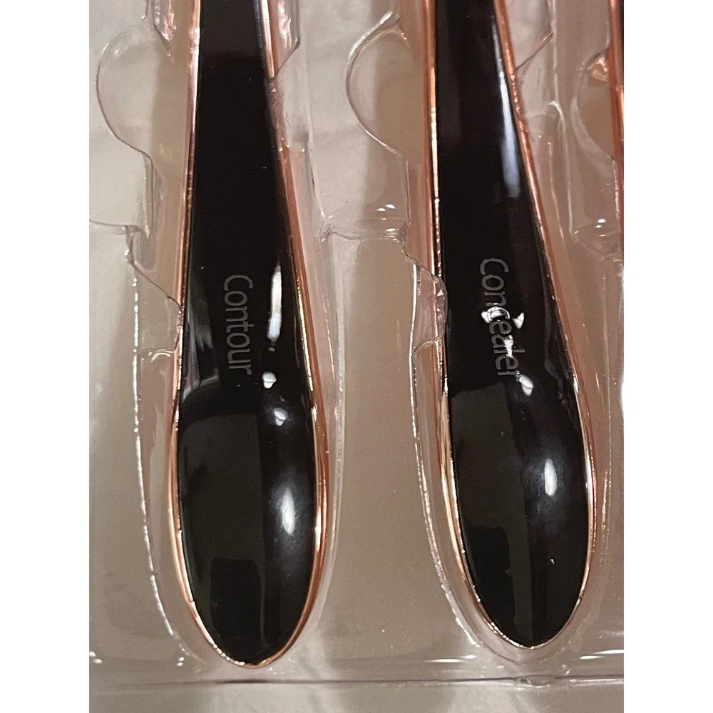 MEYSHAR SHOW 4-piece Oval Makeup Brush Set Rose Gold Black Design New